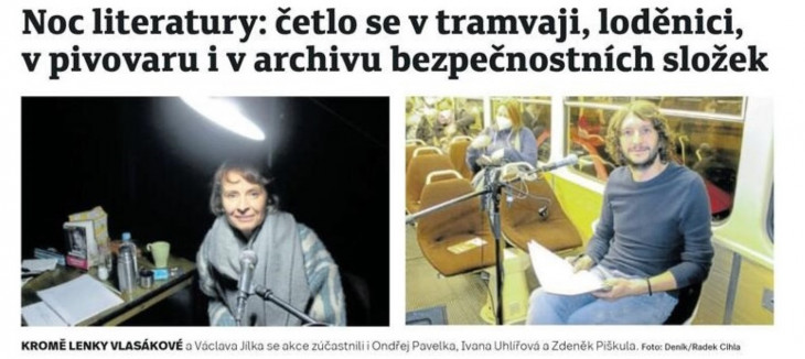 Noc literatury: četlo se v tramvaji, loděnici, v pivovaru i v archivu bezpečnostních složek © Pražský deník