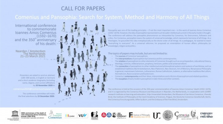 Call for papers: komeniologická konference v Naardenu 2021