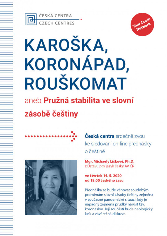 Online přednáška o češtině: Karoška, koronápad, rouškomat aneb Pružná stabilita ve slovní zásobě češtiny